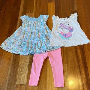 Tea Collection Dress and Top with Leggings, Size 18-24 months